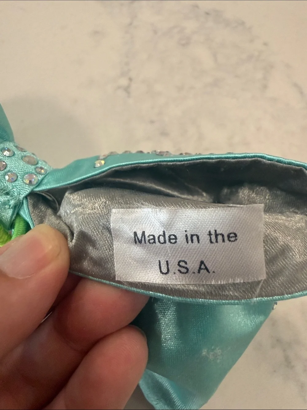 Turquoise Crystal Cheer Bow